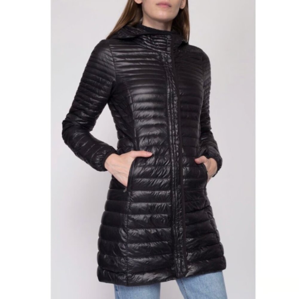 PATAGONIA Black Ultralight Fiona Long Zip Parka Jacket Medium